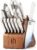 Knife Set, 15 Pcs Kitchen Knife Block Set, Enduring Razor-Sharp Japanese High Carbon Stainless Steel Chef Knife Set with Block and Sharpener, Premium Knives Set for Kitchen, White Acacia