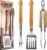 3 Piece BBQ Grilling Accessories Set – BBQ Tongs Spatula Fork Set – Heavy Duty Stainless Steel Barbecue Grill Tools with Solid Hard Wood Handles Great Gift Set